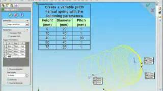 Variable Pitch Helix Spring Demonstration in SolidWorks [upl. by Tolley296]