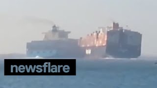 Two container ships collide on Suez Canal [upl. by Leede772]