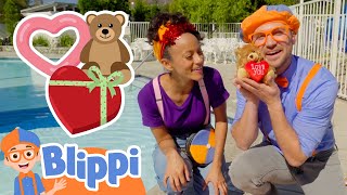 Blippis Valentines Day Sink or Float  Fun and Educational Videos for Kids [upl. by Alley]