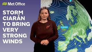 29102023  Storm Ciarán  Met Office Weather Forecast [upl. by Neelasor]