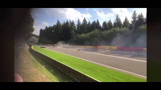 Fatal Crash F2 Spa Feature Race  318  Juan Manuel Correa hitting Anthoine Hubert [upl. by Jody]