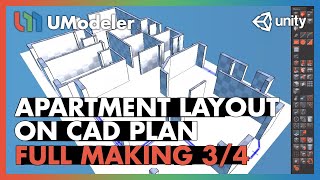 Apartment Layout on CAD plan  34  UModeler Tutorial [upl. by Aisatsana508]