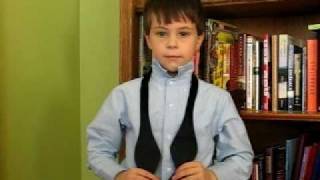 7 year old demonstrating how to tie a bow tie [upl. by Yelir]