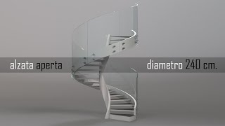 scala elicoidale prefabbricata diametro 240 cm con gradini alzata aperta e le ringhiere disponibili [upl. by Artimid260]