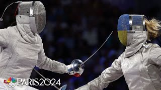 Olga Kharlan leads Ukraine fencing to GOLD in womens team sabre at Paris Olympics  NBC Sports [upl. by Acimehs]