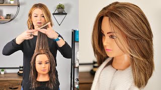 SHORTER LAYERED HAIR CUT  HOW TO CUT SHORT LAYERS  FACE FRAMING  TUTORIAL [upl. by Aala30]