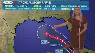 Tuesday 12PM Tropical Update TS Rafael makes way toward Gulf What can we expect [upl. by Omor]