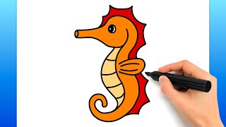 How To Draw A Seahorse Easy Drawing Tutorial [upl. by Koenraad108]