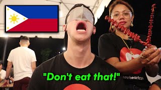 Trying the CRAZIEST FILIPINO Streetfood  BLINDFOLDED 🇵🇭 [upl. by Kuhlman701]