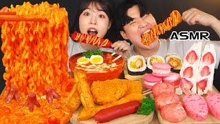 ASMR MUKBANG 편의점 직접 만든 불닭 떡볶이 양념치킨 김밥 디저트 먹방 amp 레시피 FRIED CHICKEN AND Tteokbokki EATING [upl. by Ganiats]