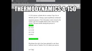 Thermodynamics 4150 A piston–cylinder device contains 5 kg of air at 400 kPa and 30°C During a [upl. by Alleunam489]