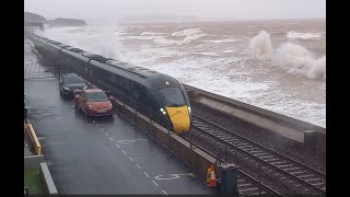 1C72 0803 London Paddington  Penzance  Storm Babet  Dawlish Sea Wall [upl. by Sitnalta]