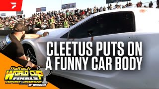 Cleetus McFarland Puts A Funny Car Body On Leroy  2024 World Cup Finals [upl. by Adnohr669]