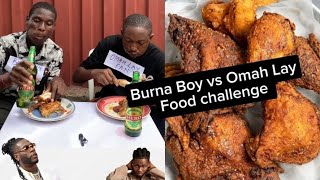 Burna Boy vs Omah Lay  Chicken and Beer challenge showdown foodchallenge foodcompetition [upl. by Trudey525]