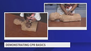 Expert gives CPR AED demonstration [upl. by Rellia]