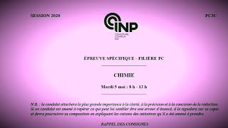 Corrigé CCINP Chimie PC 2020 Partie 1 [upl. by Grube]