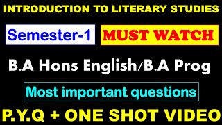 Introduction To Literary Studies I Most Important Questions I BA Prog  BA hons English Semester 1 [upl. by Eimat]