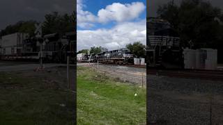 NS 8136 leading intermodal flying by in Chicago line at Goshen Indiana [upl. by Eerb298]