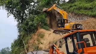 Tearing Down Hill Top Side for Road Construction with JCB Excavator [upl. by Marden]