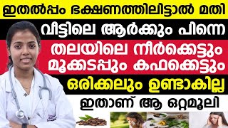 ഇതല്പം ഭക്ഷണത്തിലിട്ടാൽ മതി തലയിലെ നീർക്കെട്ടും മൂക്കടപ്പും കഫക്കെട്ടും ഒരിക്കലും ഉണ്ടാകില്ല [upl. by Leighland972]