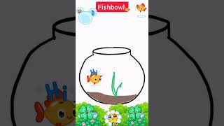 Fish bowl easy drawing  How to draw fish aquarium easily  Easy fish pot drawing art shorts [upl. by Ehcor956]