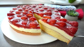 Dieser mega zarte Erdbeerkuchen schmilzt auf der Zunge Sehr cremig sehr lecker Mit Vanillepudding [upl. by Plunkett]