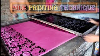 Silk Saree Printing Process  Screen Printing on Silk [upl. by Hugo]