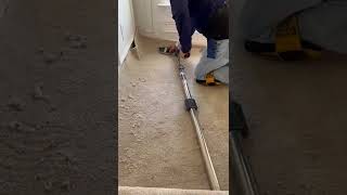 Using power stretcher for carpet installation [upl. by Nytsirc]