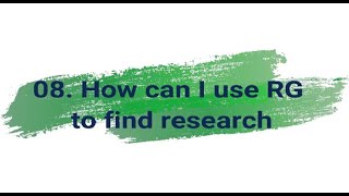 08 How can I use ResearchGate to find research English version [upl. by Llebpmac9]