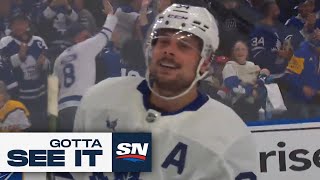 GOTTA SEE IT Auston Matthews Secures Second 60Goal Season With Greasy Finish [upl. by Annayr]