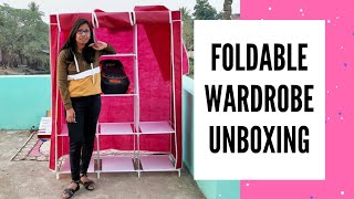 FOLDABLE WARDROBE UNBOXING  Portable Wardrobe Closet  How To Assemble Portable Wardrobe For Cloth [upl. by Revolc]