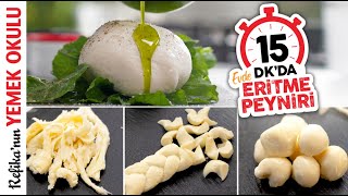 15DKda EVDE 4 FARKLI PEYNİR Tarifi 🤩  Dil Peyniri Burrata Peyniri Örgü Peyniri Mozzarella [upl. by Mussman]