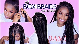 How to BOX BRAIDS  Rubber Band Method  Wont Pull Your Hair Out [upl. by Batty]