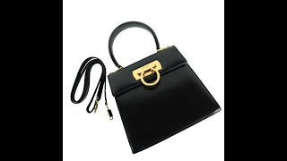 Salvatore Ferragamo Gancini Black 2 Way Bag  01289 [upl. by Onavlis]