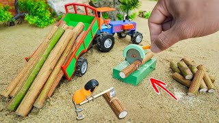 Diy mini tractor making woodcutter machine science project  MinMin Creator [upl. by Airlia]