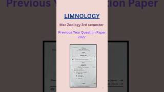 Limnology MSc Zoology 3rd semester Question Paper 2022 msczoology [upl. by Stoops725]