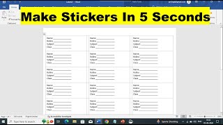 How To Make Stickers In MS Word  Making Name Stickers In MS Word  Printable Sticker In MS Word [upl. by Obeded]