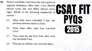 CSAT PYQ2015 Shahid and Rohit start from the same point in opposite directions After each 1km [upl. by Nemzaj]