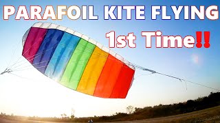 parafoil stunt kite flying first time [upl. by Eneloc]