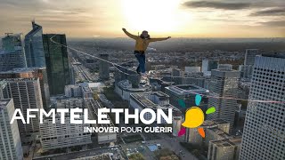 TELETHON PARIS 2019 SLACKLINE A LA DEFENSE [upl. by Canning]