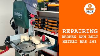 How to repair a broken saw belt on bandsaw METABO BAS 261 [upl. by Hsakaa]