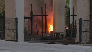 Massive fire closes Ohio River bridge near Cincinnati and damages its steel structure [upl. by Gerick]