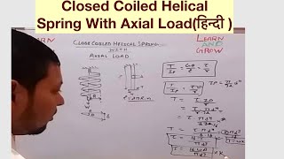 Closed Coiled Helical Spring With Axial Loadहिन्दी [upl. by Ulyram661]