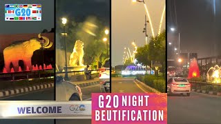 Delhi Roads Night Beautification  Amazing India Shining at Night  Aerocity to Airport Road [upl. by Nnayhs]