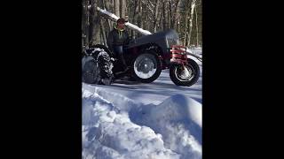 Ford 9N 8N tractor pulling logs through deep snow pulling a wheelie [upl. by Delainey]