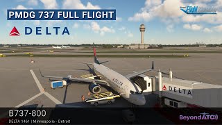 MSFS 4K B737 GO AROUND  Delta 1461 to Minneapolis KMSP ✈︎ Detroit KDTW Full Flight BeyondATC [upl. by Lolita]