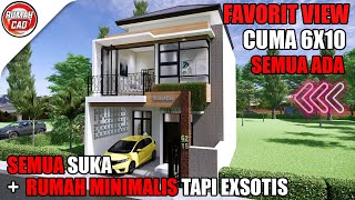 Desain Rumah Minimalis 6X10 2 Lantai dengan Dapur Terbuka 3 Kamar Tidur [upl. by Zaria227]