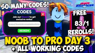 Day 3 So Many New Codes Made Me BUSTED OP  Noob To Pro Anime Last Stand All working codes [upl. by Elatsyrc]