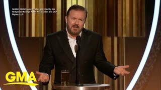 Golden Globes host Ricky Gervais pokes fun at nights biggest stars  GMA [upl. by Willetta12]