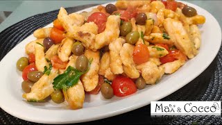 PETTO di POLLO con POMODORINI Pachino ed OLIVE Taggiasche  Pollo alla Mediterranea [upl. by Mansfield582]